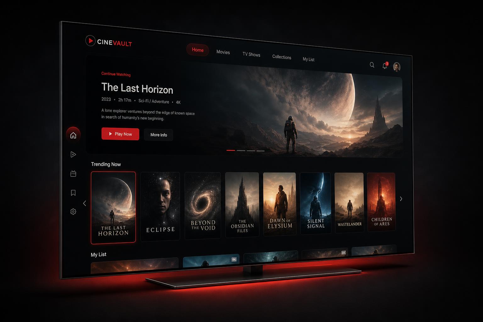 SmartCare TV dashboard mockup on a premium television